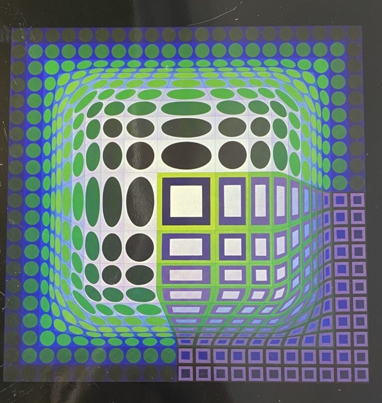 D'après VASARELY. - Compositions cinétiques - Quatre reproductions encadrées. -…