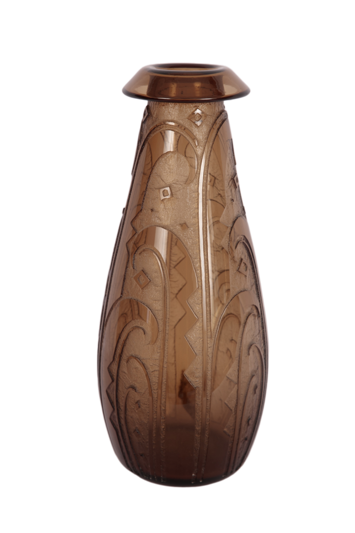 DAUM Nancy - Important vase de forme balustre à col aplati - Epreuve en verre f…