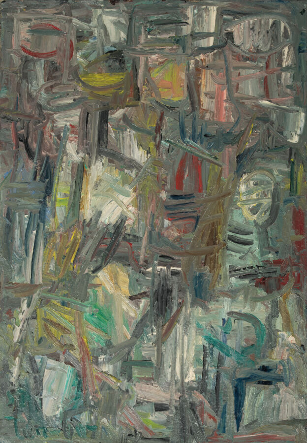 David LAN BAR (1912-1987) - Abstraction, 1955 - Huile sur toile, signée en bas…