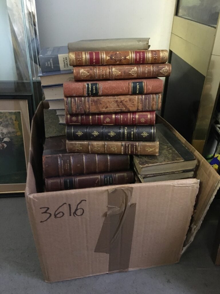 Deux cartons de livres brochés et reliés divers, principalement littérature, Pi…