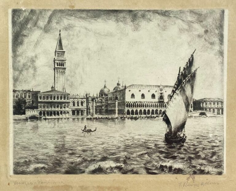 Deux gravures sur le thème de Venise comprenant une vue du Canal et une vue de…