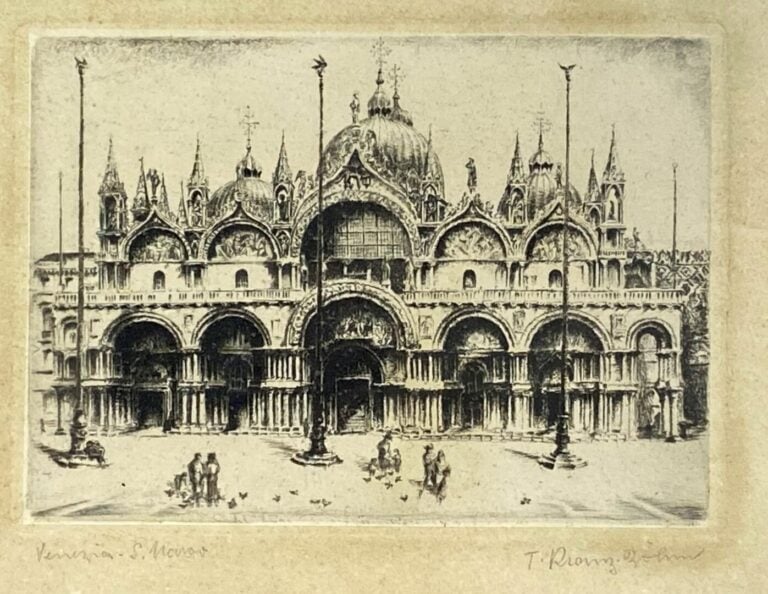 Deux gravures sur le thème de Venise comprenant une vue du Canal et une vue de…
