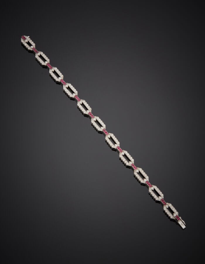 DIAFINI - BRACELET en or gris (750 millièmes) ajouré à maillons octogonaux, ser…