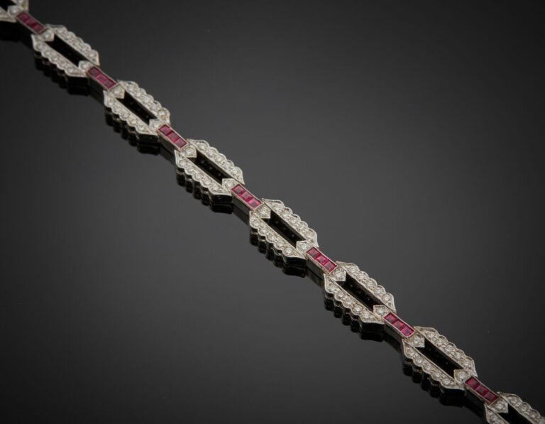 DIAFINI - BRACELET en or gris (750 millièmes) ajouré à maillons octogonaux, ser…