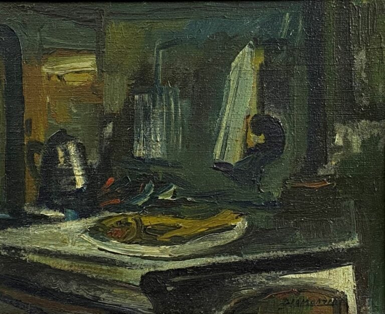 Diamantino RIERA (1912-1961) - Nature morte à la cafetière - Huile sur toile, s…