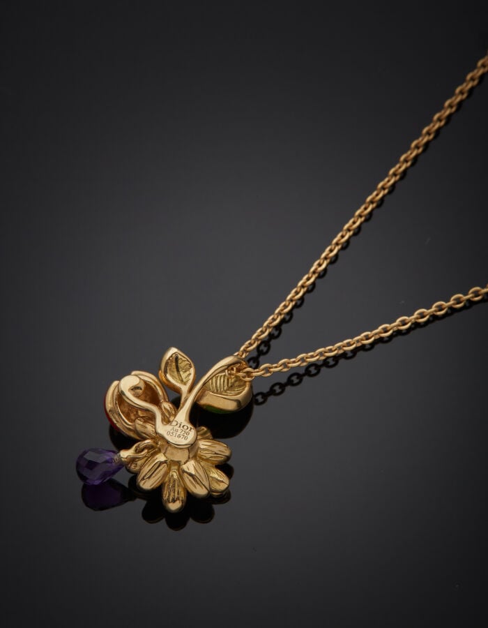 DIOR - COLLIER chaînette, collection "Diorette", en or jaune (750‰) et son PEND…