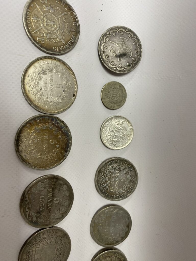 Dix pièces de cinq francs argent Second Empire, une pièce de cinq francs Louis-…