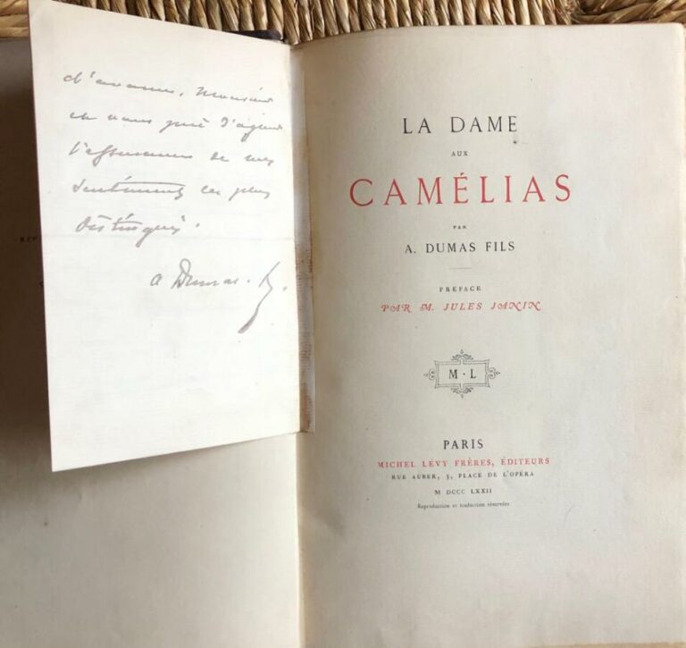Dumas fils - La dame aux camélias - - Michel Lévy, 1872. In-4, demi-basane. Mot…