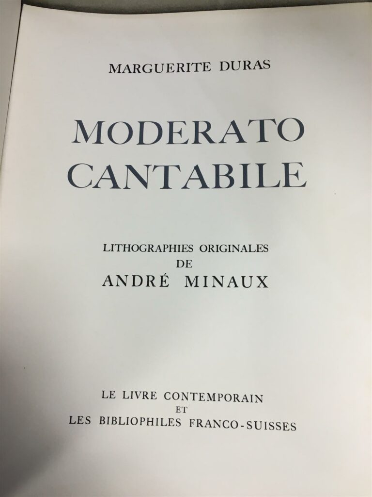 DURAS (Marguerite) - Moderato cantabile. Lithographies originales d'André Minau…