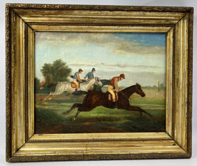 E. ROQUEBERT (XIXe-XXe siècle) - Les jockeys - Huile sur toile, signé et daté 8…