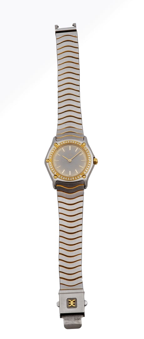 EBEL. - BRACELET MONTRE modèle « Classic Wave » en acier et or jaune (750 milli…