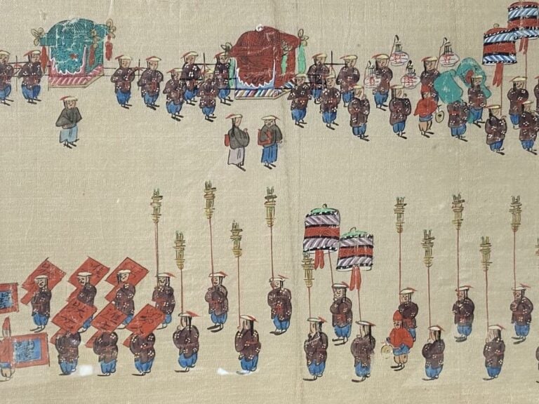 ECOLE CHINOISE - Chine, fin du XIXe siècle - Encre et couleurs sur soie, roulea…