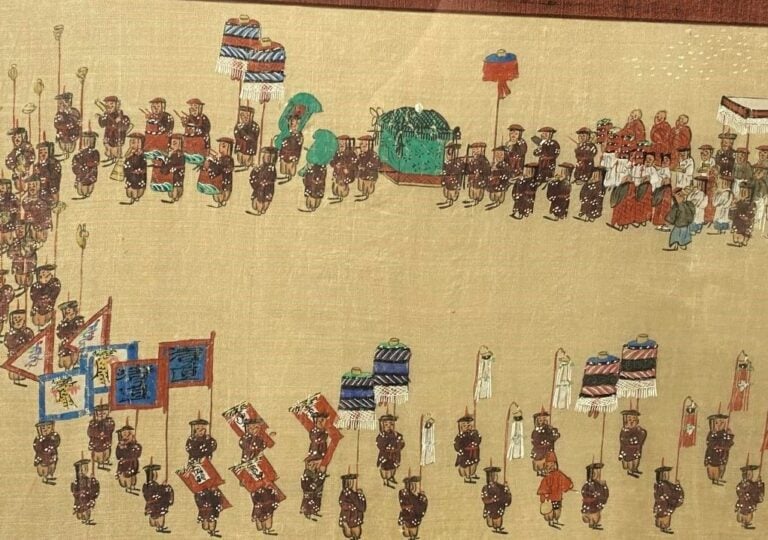 ECOLE CHINOISE - Chine, fin du XIXe siècle - Encre et couleurs sur soie, roulea…