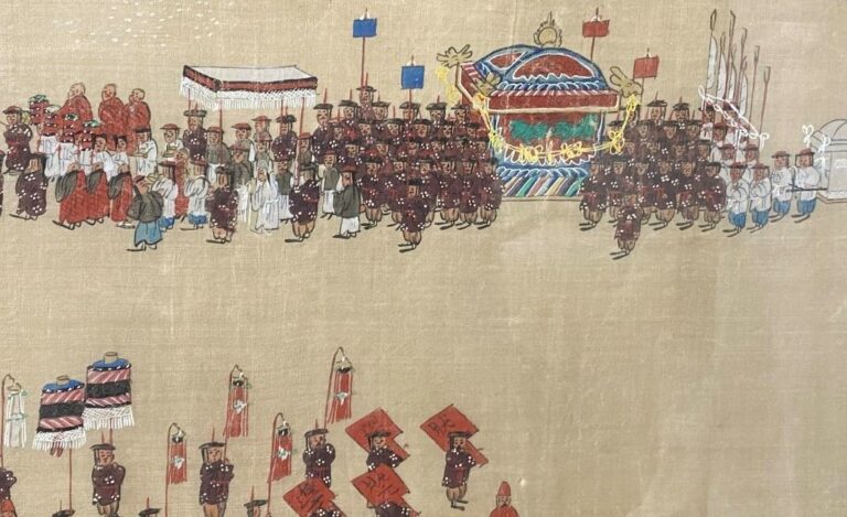 ECOLE CHINOISE - Chine, fin du XIXe siècle - Encre et couleurs sur soie, roulea…