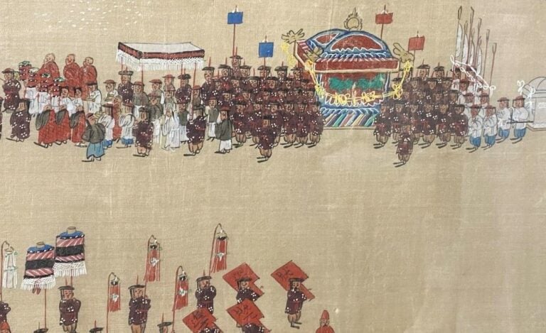 ECOLE CHINOISE - Chine, fin du XIXe siècle - Encre et couleurs sur soie, roulea…