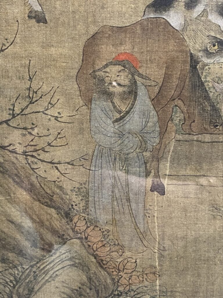 ECOLE CHINOISE - Chine, XIXe siècle - Encre et couleurs sur soie, rouleau verti…