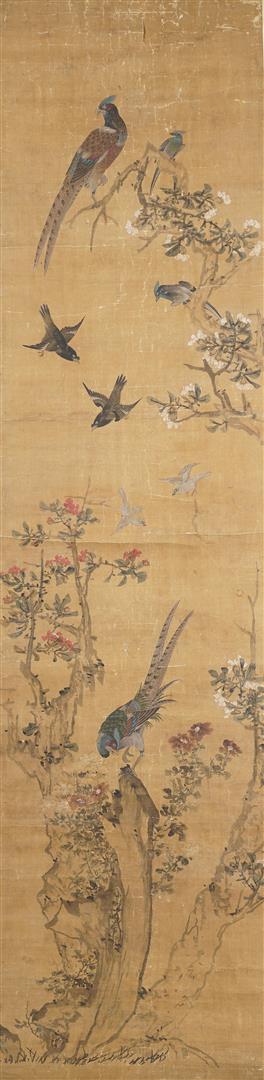 ECOLE CHINOISE, Dans l'esprit de LIN LIANG ?? - Quatre couples d'oiseaux parmi…