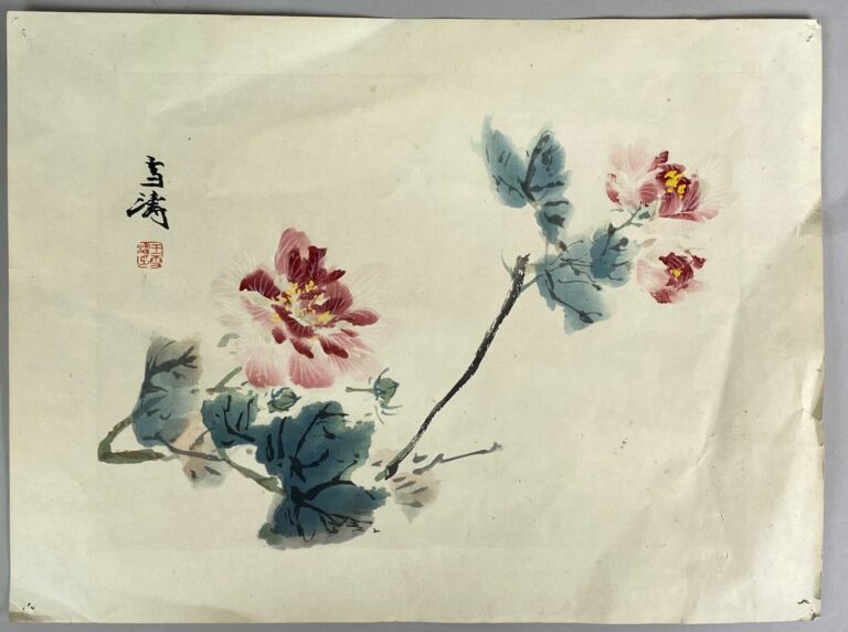 ECOLE CHINOISE, XXe siècle - Ensemble de quatre impressions sur papier représen…