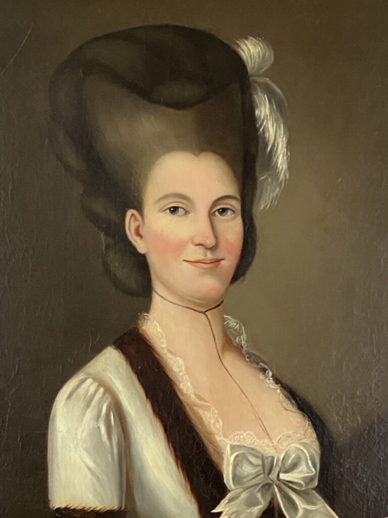 Ecole dans le goût du XVIIIème siècle - Portrait de femme à l'oiseau - Grande h…