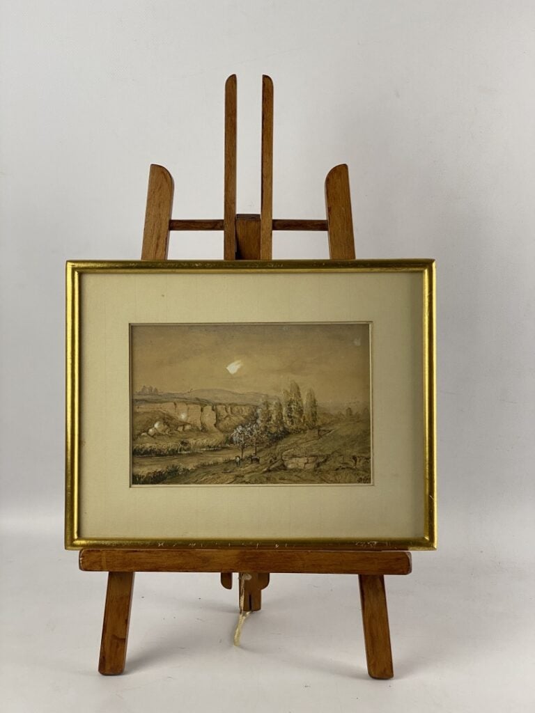 Ecole de la fin du XIXème-début du XXème siècle - Lot de trois aquarelles scène…