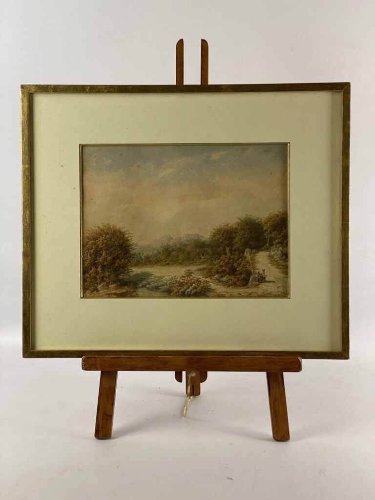 Ecole de la fin du XIXème-début du XXème siècle - Lot de trois aquarelles scène…