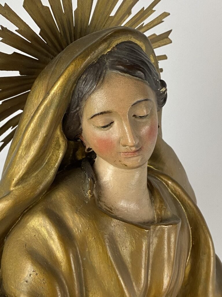 Ecole de la fin du XIXème siècle - La Vierge terrassant le serpent - Grande scu…