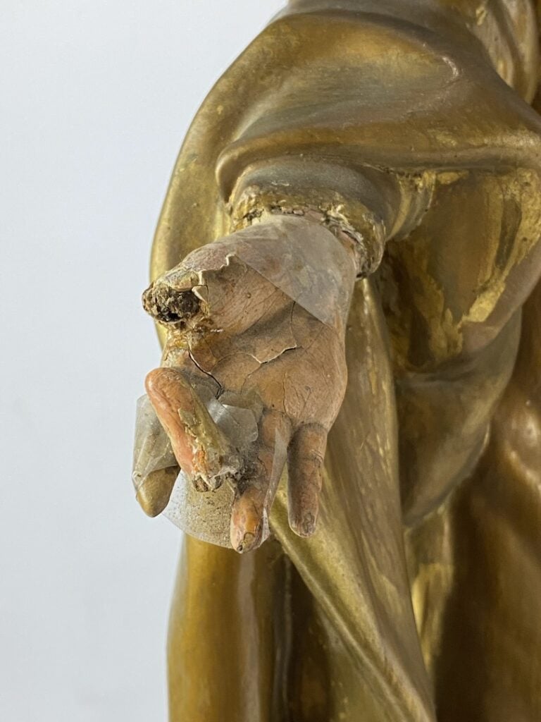 Ecole de la fin du XIXème siècle - La Vierge terrassant le serpent - Grande scu…