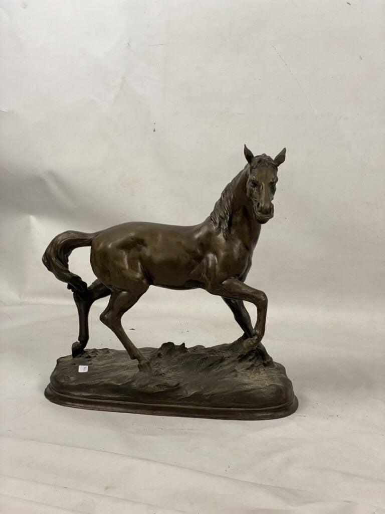 Ecole de la fin XIXème-début du XXème siècle - Cheval hénissant - Epreuve en br…