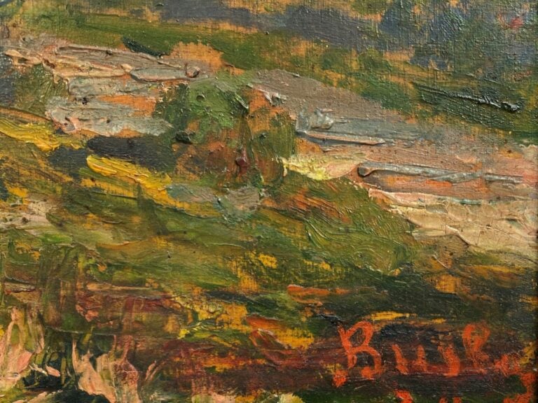Ecole du début du XXe siècle - Vue de paysage - Huile sur panneau - Signature e…
