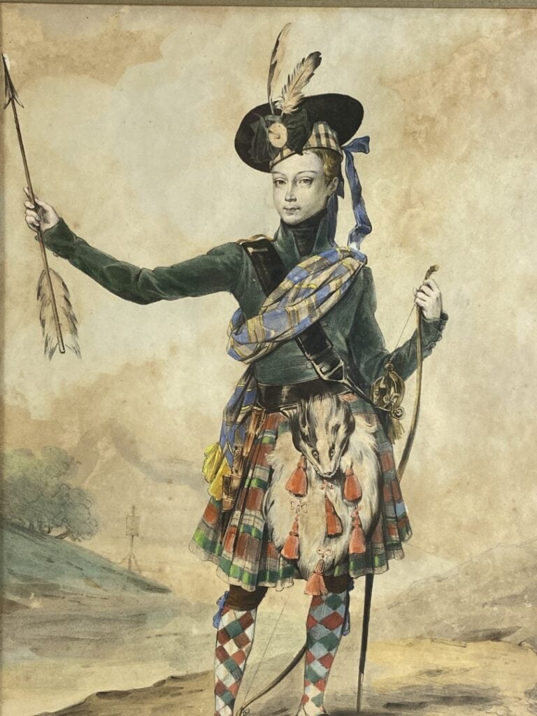 Ecole du milieu du XIXe siècle - Couple en costume traditionnel - Crayon, aquar…