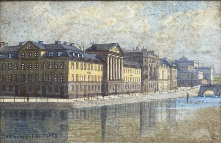 Ecole du XIXe siècle - Palais de Stockholm, Bondeska palatset - Aquarelle sur p…