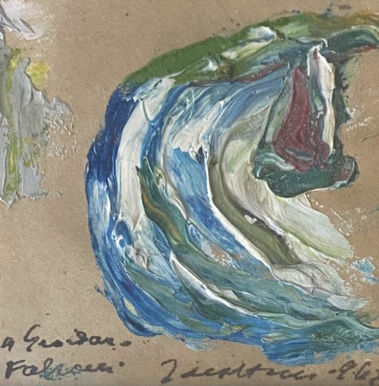 ECOLE DU XX SIECLE - La plage - Huile sur papier, signée en bas à droite, dédic…