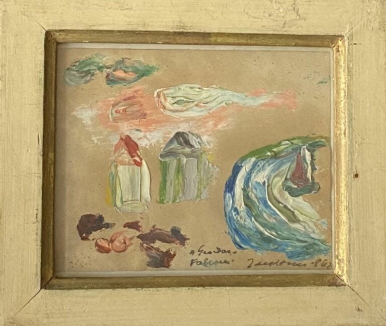 ECOLE DU XX SIECLE - La plage - Huile sur papier, signée en bas à droite, dédic…