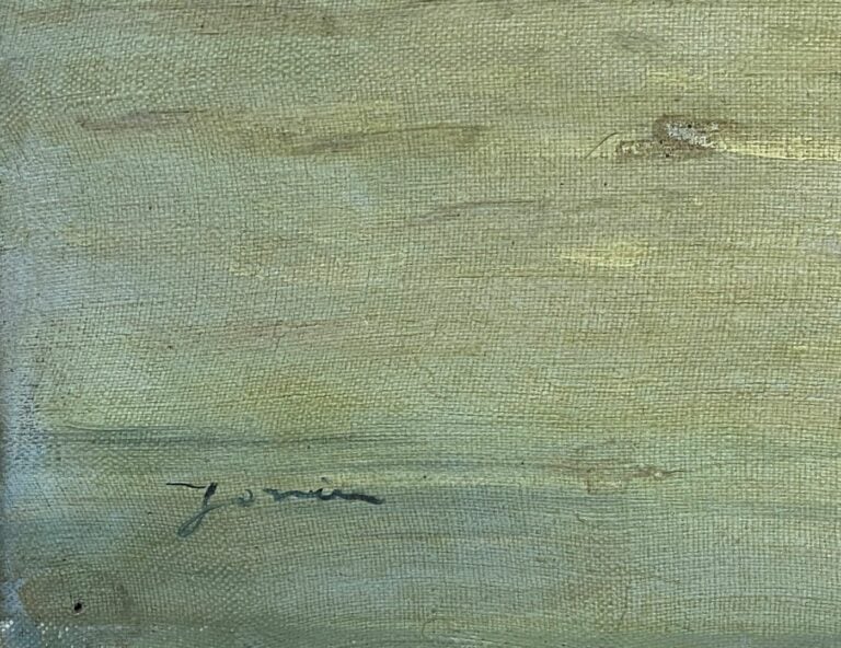 Ecole du XXe siècle - Coucher de soleil au port - Huile sur toile, signés en ba…