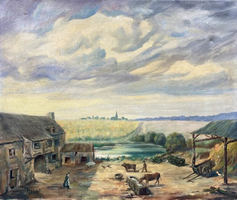 Ecole du XXe siècle - Ensemble de deux huiles sur toile représentant deux scène…