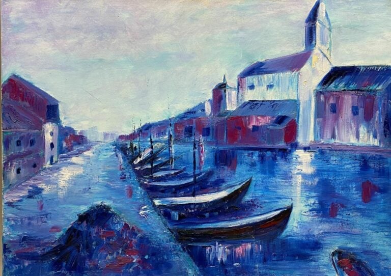 Ecole du XXe siècle - Ensemble de trois huiles sur toile et une huile sur panne…