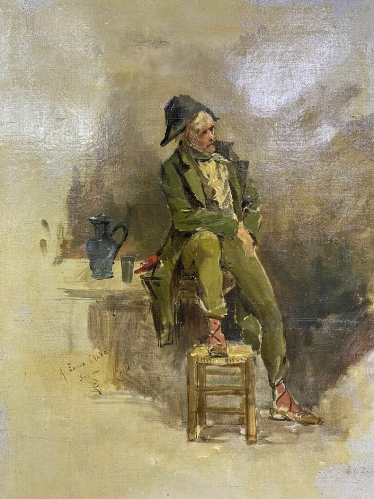 Ecole du XXe siècle - Homme au chapeau - Huile sur toile - Signée en bas à droi…