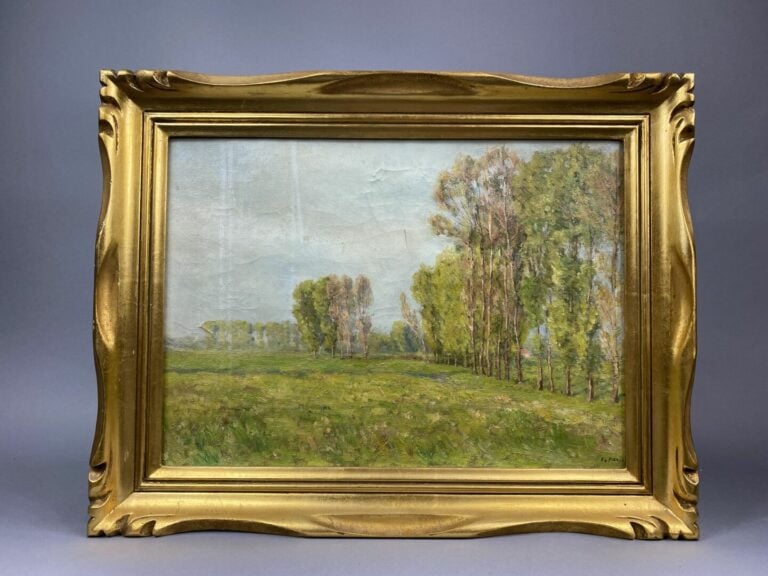 Ecole du XXe siècle - Le chemin, la rivière, paysage de campagne - Trois huiles…