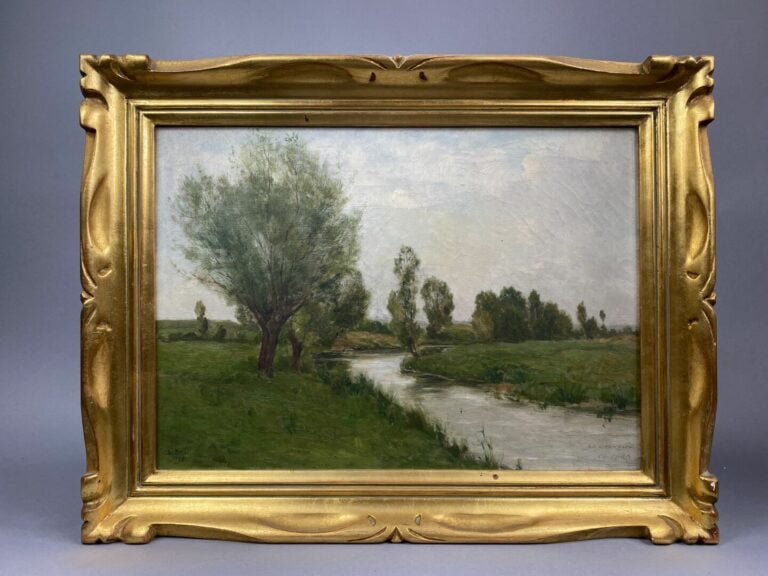 Ecole du XXe siècle - Le chemin, la rivière, paysage de campagne - Trois huiles…