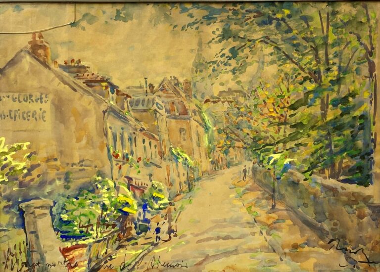 Ecole du XXe siècle - Montmartre, Rue de l'Abreuvoir - Aquarelle sur papier, si…