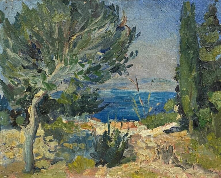 Ecole du XXe siècle - Paysage en bord de mer - Huile sur toile - 33 x 41 cm