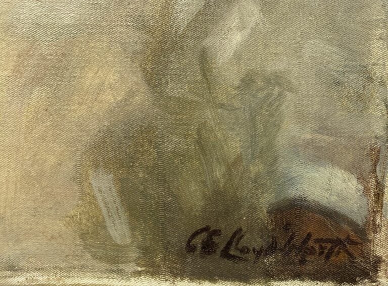 Ecole du XXe siècle - Portrait sur fond bleu - Huile sur toile, signature en ba…