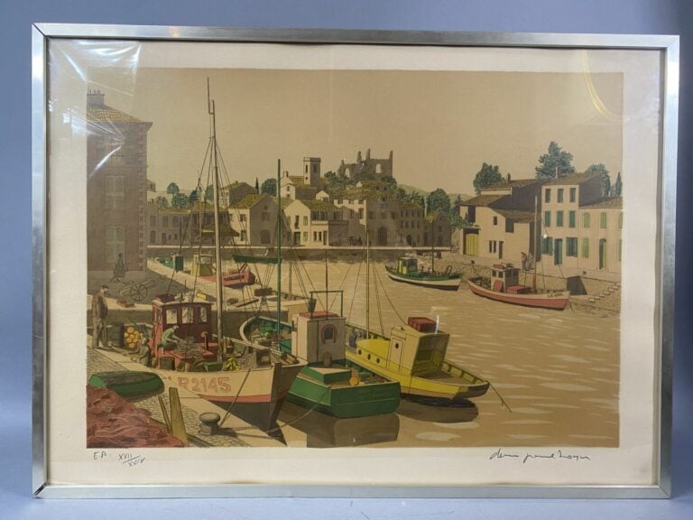 Ecole du XXe siècle - Scène de plage - Lithographie signée et numérotée E.A 16/…