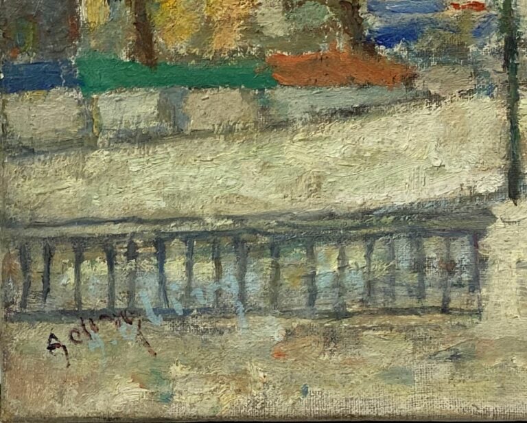 Ecole du XXe siècle - Vue des quais - Huile sur toile, signature en bas à gauch…