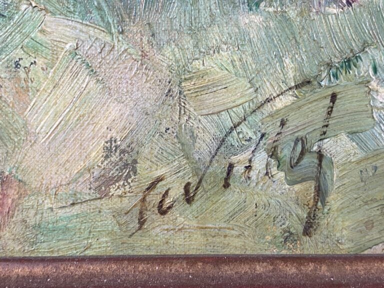 Ecole du XXème siècle - Paysage de montagne - Huile sur toile - Signature illis…