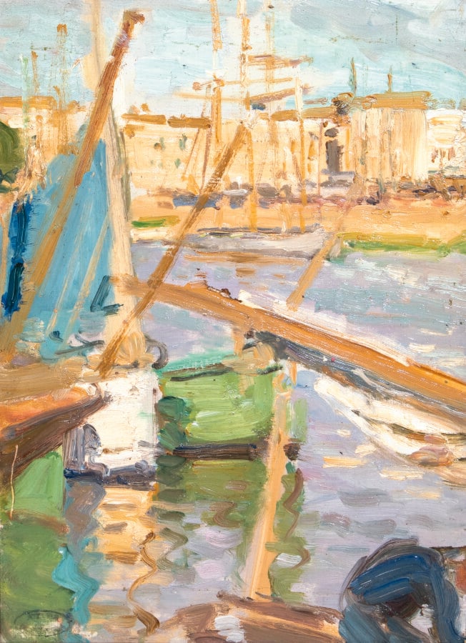 ECOLE DU XXème siècle - Paysage maritime ; Bord de mer avec un phare ; Port - T…