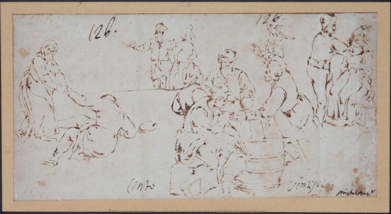 Ecole flamande du XVIIème siècle. - Scènes de taverne - Plume et encre brune su…