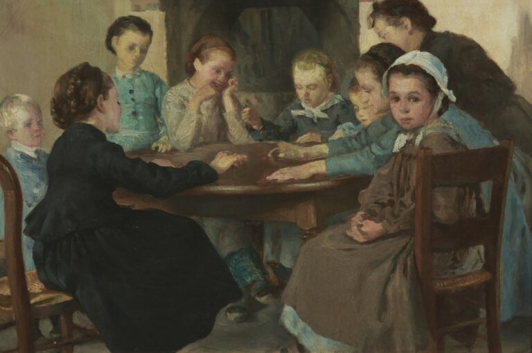 Ecole française de la fin du XIXe siècle - Le jeu des enfants autour de la tabl…