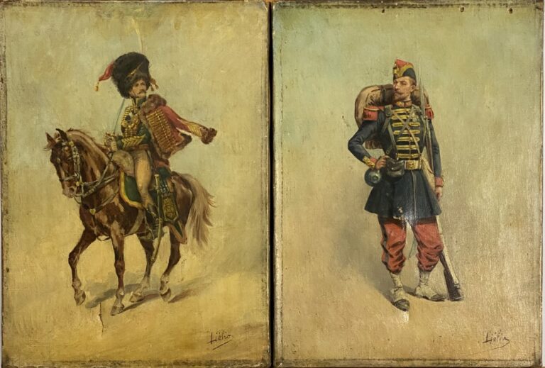 Ecole française de la fin du XIXe siècle - Portrait de cavalier et d'officier -…