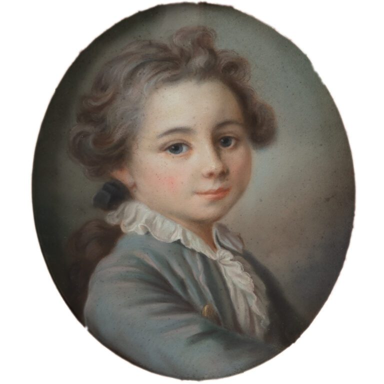 Ecole française du XIXème siècle. - Portrait de jeune garçon. - Pastel sur papi…